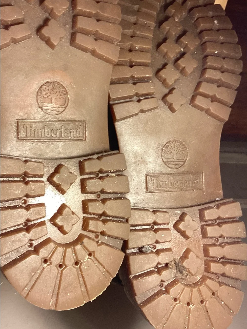 Timberland boots Grey size 9.5 shows marks wear tear bottoms barely used